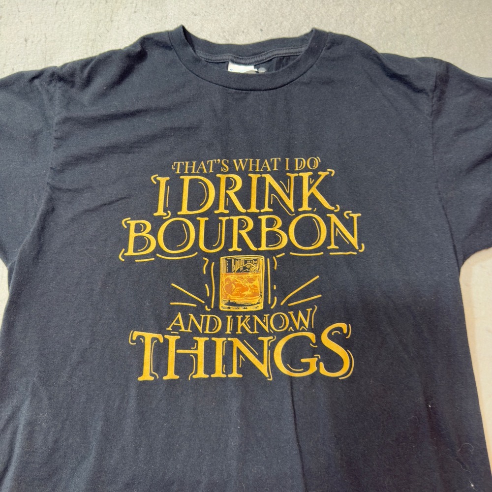 Port & Company Graphic Tee Men Large Black Good I Drink Bourbon And I Know Thing